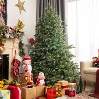 Costway - 6ft Artificial Christmas Spruce Hinged Tree w/ 892 Mixed PE & PVC Tips - Green/White - Alternate Views