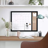 Martha Stewart - Everette Dry Erase Magnetic Monthly Calendar/Cork Board - 24x18 - Black Woodgrain - Alternate Views