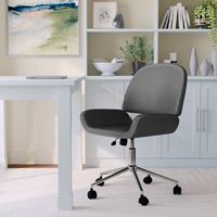 Martha Stewart - Tyla Faux Leather Armless Swivel Home Office Chair - Gray/Polished Nickel - Gray... - Alternate Views