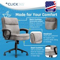 Click365 - Transform 2.0 Extra Comfort Ergonomic Mid-Back Desk Chair - Light Gray - Alternate Views