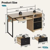 Bestier 55-Inch Gaming Desk with Keyboard Tray Modern Computer Desk with Storage File Drawer Flut... - Alternate Views