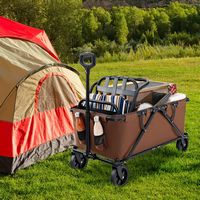 Costway - Heavy-Duty Wagon Cart with Adjustable Handlebar Bottle Holders & Storage Pocket Coffee ... - Alternate Views