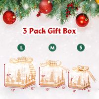 Costway - Set of 3 Pre-Lit Christmas Gift Boxes Lighted Present Decoration with 100 Lights - Gold... - Alternate Views