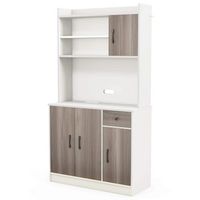 Costway 4-Door 71'' Kitchen Buffet Pantry Storage Cabinet w/Hutch Adjustable Shelf - White - Alternate Views