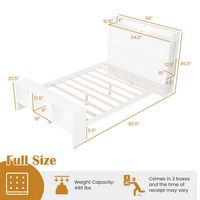 Costway Full Size Bed Frame with Storage Headboard & Footboard LED Bed Frame with 2 USB Ports - W... - Alternate Views