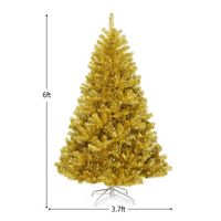 Costway - 6ft Artificial Tinsel Christmas Tree Hinged w/1036 Tips Foldable Stand Champagne - Cham... - Alternate Views