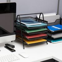 Mind Reader - 4-Tier Paper Tray, Desktop Organizer, File Storage, Workspace, Office, Metal Mesh, ... - Alternate Views