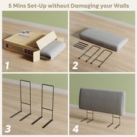 Pinmoco - Full Size Adjustable Ergonomic Upholstered Foam Headboard - Gray - Gray - Alternate Views