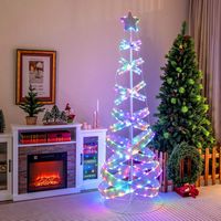 Costway - 7 FT Outdoor Spiral Pre-lit Christmas Tree with 341 LED Lights - White - Alternate Views