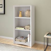 CorLiving - Quadra Collection 3 Shelf Floor-Standing Bookcase - White - Alternate Views