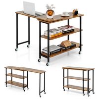 Costway 360° Rotatable Sofa Side Table L-shaped Laptop Desk Snack Table withShelf Patented - Brown - Alternate Views