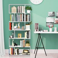 Costway - 6 Tier S-Shaped Bookshelf Storage Display Bookcase Decor Z-Shelf - White - Alternate Views