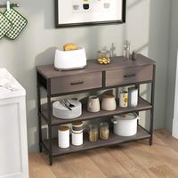 Costway - Console Entryway Table Sofa Side Table with Folding Fabric Drawer - Gray - Alternate Views