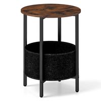 Costway 1 PCS Round End Table with Felt Storage Basket Sturdy Metal Frame Perfect for Bedroom - R... - Alternate Views