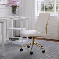 Martha Stewart - Ivy Ribbed Faux Leather Office Chair - White Faux Leather/Polished Brass - Alternate Views