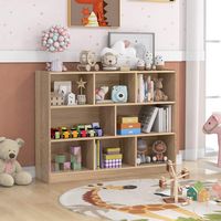 Costway - 8 Cube 3-Tier Open Wooden Bookshelf Toy Storage Organizer with Anti-toppling Kits - Nat... - Alternate Views