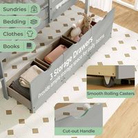 Costway Twin Size Low Loft Bed with 3 Drawers Ladder & Full-length Guardrails Storage - Grey - Alternate Views