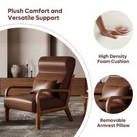 Bestier - Corduroy Armchair with Heightened Headrest and Removable Armrest - Brown - Alternate Views