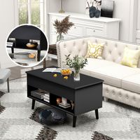 Costway 31.5''  Lift Top CoffeeTable ModernTable W/ Hidden Compartment&Wood Legs For Home - Black - Alternate Views