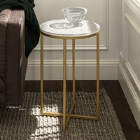 Walker Edison - Modern Glam Side Table - Faux White Marble & Gold - Alternate Views