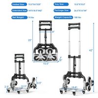 Costway - Folding Stair Climbing Cart Portable Hand Truck Utility Dolly with Bungee Cord - Black/... - Alternate Views