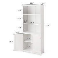 Costway - Bookcase Shelving Storage Wooden Cabinet Unit Standing Display Bookcase W/Doors - White - Alternate Views