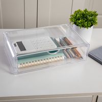 Martha Stewart - Brody Desktop Organization Box with Half Moon Opening Pullout Drawer - Clear Pla... - Alternate Views