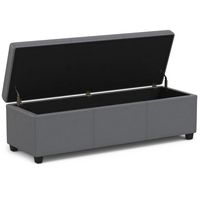 Simpli Home - Avalon Extra Large Storage Ottoman Bench - Stone Grey - Alternate Views