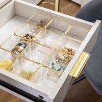 Martha Stewart - Kerry Set of 12 Plastic Stacking Desk Drawer Organizers with Gold Trim - 3 x 3 -... - Alternate Views