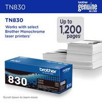 Brother - TN830 Standard-Yield Toner Cartridge - Black - Alternate Views