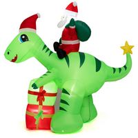Costway - 8FT Inflatable Christmas Santa Claus Dinosaur LED Lighted Decoration Gift Boxes - Multi... - Alternate Views