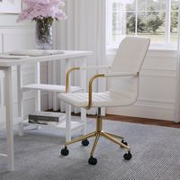 Martha Stewart - Taytum Faux Leather Office Chair - White Faux Leather/Polished Brass - Alternate Views