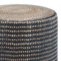 Simpli Home - Larissa Round Braided Pouf - Natural and Teal - Alternate Views