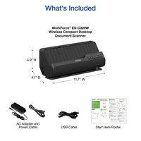 Epson - WorkForce ES-C320W Wireless Compact Desktop Document Scanner - Black - Alternate Views