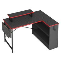 Bestier - Reversible L-Shaped Computer Desk with Monitor Stand - Black - Alternate Views