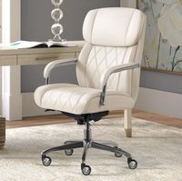 La-Z-Boy - Comfort and Beauty Sutherland Diamond-Quilted Bonded Leather Office Chair - Light Ivory - Alternate Views
