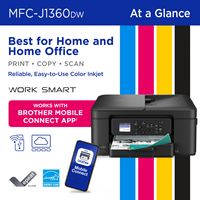 Brother - Work Smart 1360 Wireless All-in-One Refresh Subscription Eligible Inkjet Printer with A... - Alternate Views