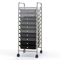 Costway - 10 Drawer Rolling Storage Cart Scrapbook Paper Office School Organizer - Gradient Black - Alternate Views