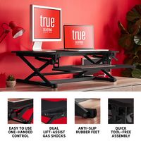 True Seating - Ergo Height Adjustable Standing Desk Converter, Large - Black - Alternate Views