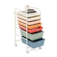 Costway - 6 Drawer Rolling Storage Cart Scrapbook Paper Office Organizer - Macaron - Alternate Views