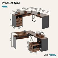 Bestier - L-Shaped Computer Desk with Monitor Stand - Brown - Alternate Views