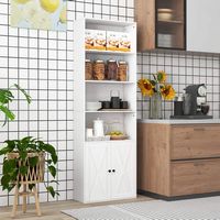 Costway - 71'' Farmhouse Bookcase with Doors with 6 Shelves & 2-Door Cabinet for Bedroom - White - Alternate Views