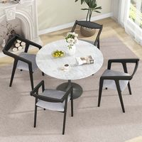 Costway Wooden Dining Chair Set of 2 with Rubber Wood Frame Armrests Padded Cushion - Black - Alternate Views