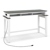 Costway Bar Table with Power Outlets Counter Height Table with Storage Compartments Wooden - Grey - Alternate Views