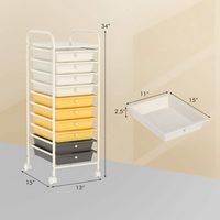 Costway - 10 Drawer Rolling Storage Cart Scrapbook Paper Office School Organizer - White/Gray/Bei... - Alternate Views