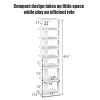 Costway - Wooden Shoes Storage Stand 7 Tiers Shoe Rack Organizer Multi-shoe Rack Shoebox - White - Alternate Views