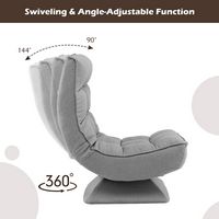 Costway - 360° Swivel Floor Chair 5-Level Adjustable Lazy Chair w/ Massage Pillow - Grey - Alternate Views