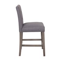 CorLiving - Leila Fabric Square Tufted Counter Height Barstool - Silver Grey - Alternate Views