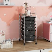 Costway - 6 Drawer Rolling Storage Cart Scrapbook Paper Office School Organizer - Black - Alternate Views