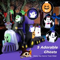 Costway - 8.2 ft Long Halloween Inflatable Train LED Lighted Train w/ Witch 4 Ghosts & Pumpkin - ... - Alternate Views